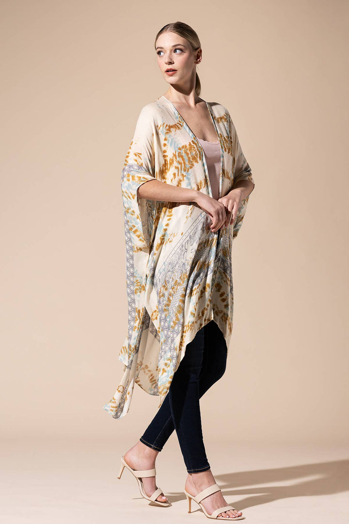 Tie-Dye with Geometric Motif Kimono
