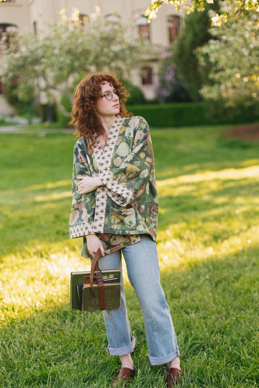 I Dream in Flowers Fleece Cottage Cardigan Kimono Jacket