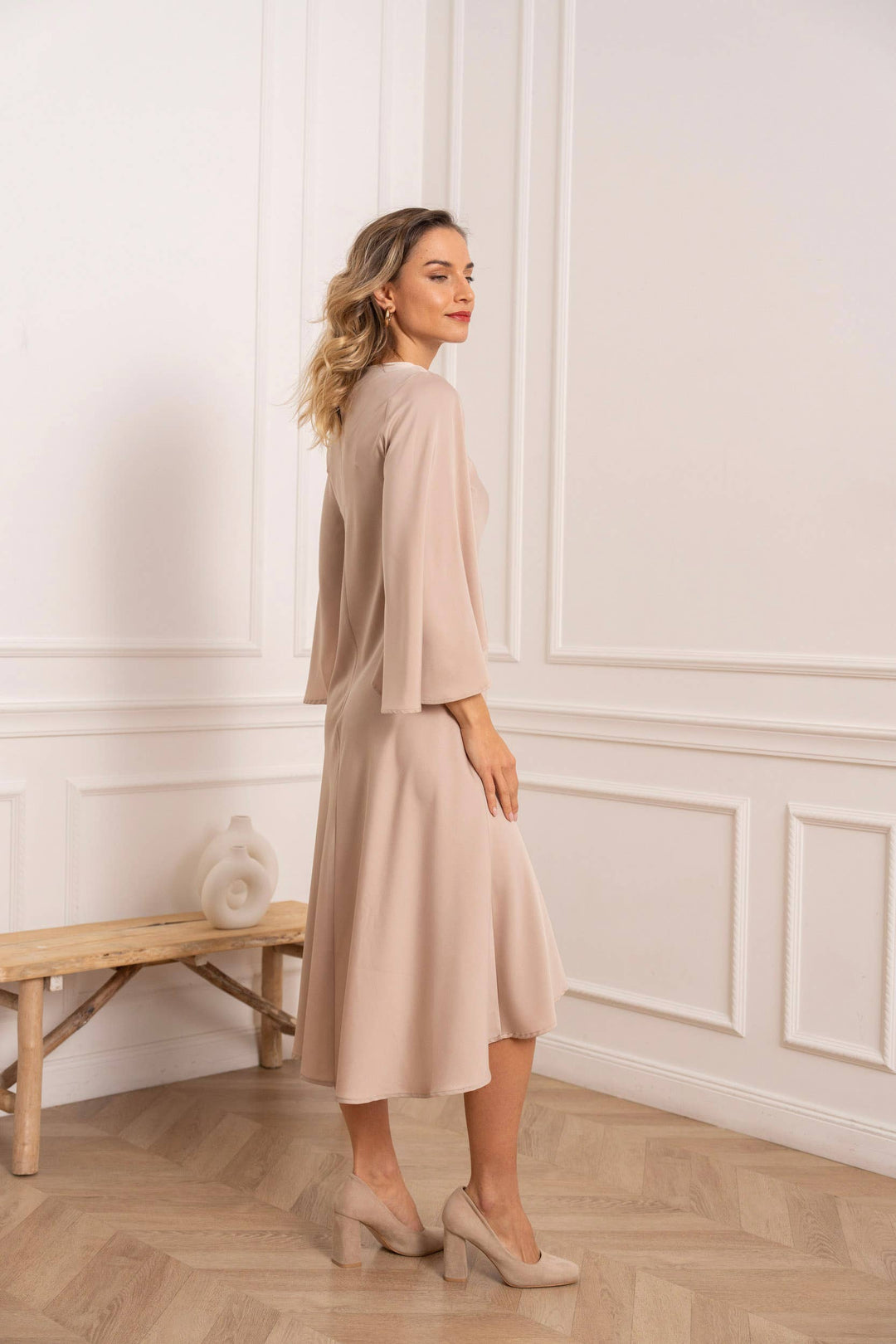 Kate Midi Dress in Silky Satin