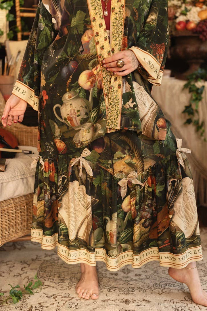 Labour of Love Maxi Length Atelier Skirt w/ florals & violin