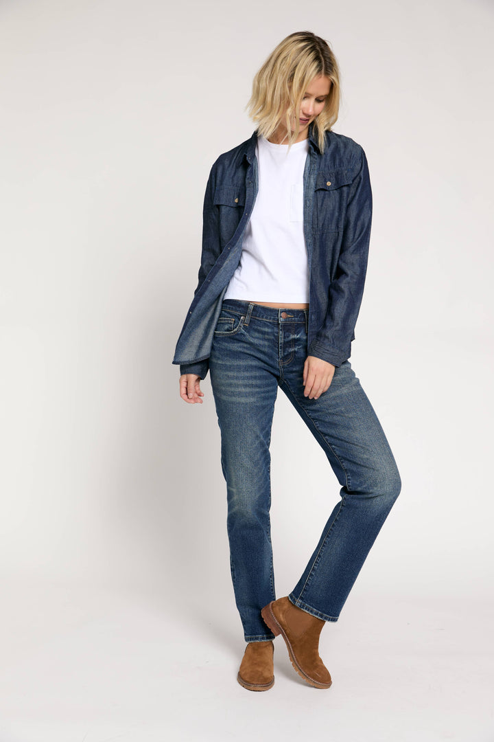 Chester Low Rise Slim Straight Jean, Dark Aged Vintage