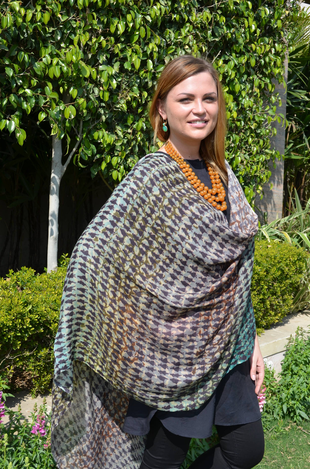 Fashionista Lightweight Pure Silk/Wool Shawl in Fall Colors