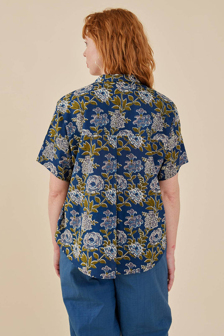 Carmen Top Blue Blooms