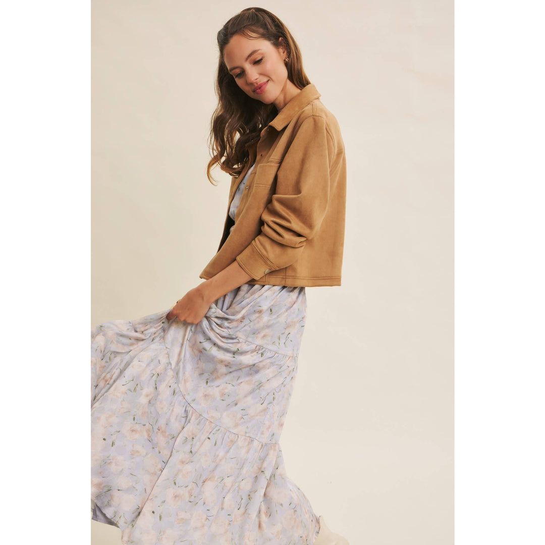 Versatile Luxe Stretchy Suede Jacket with Statement Pockets