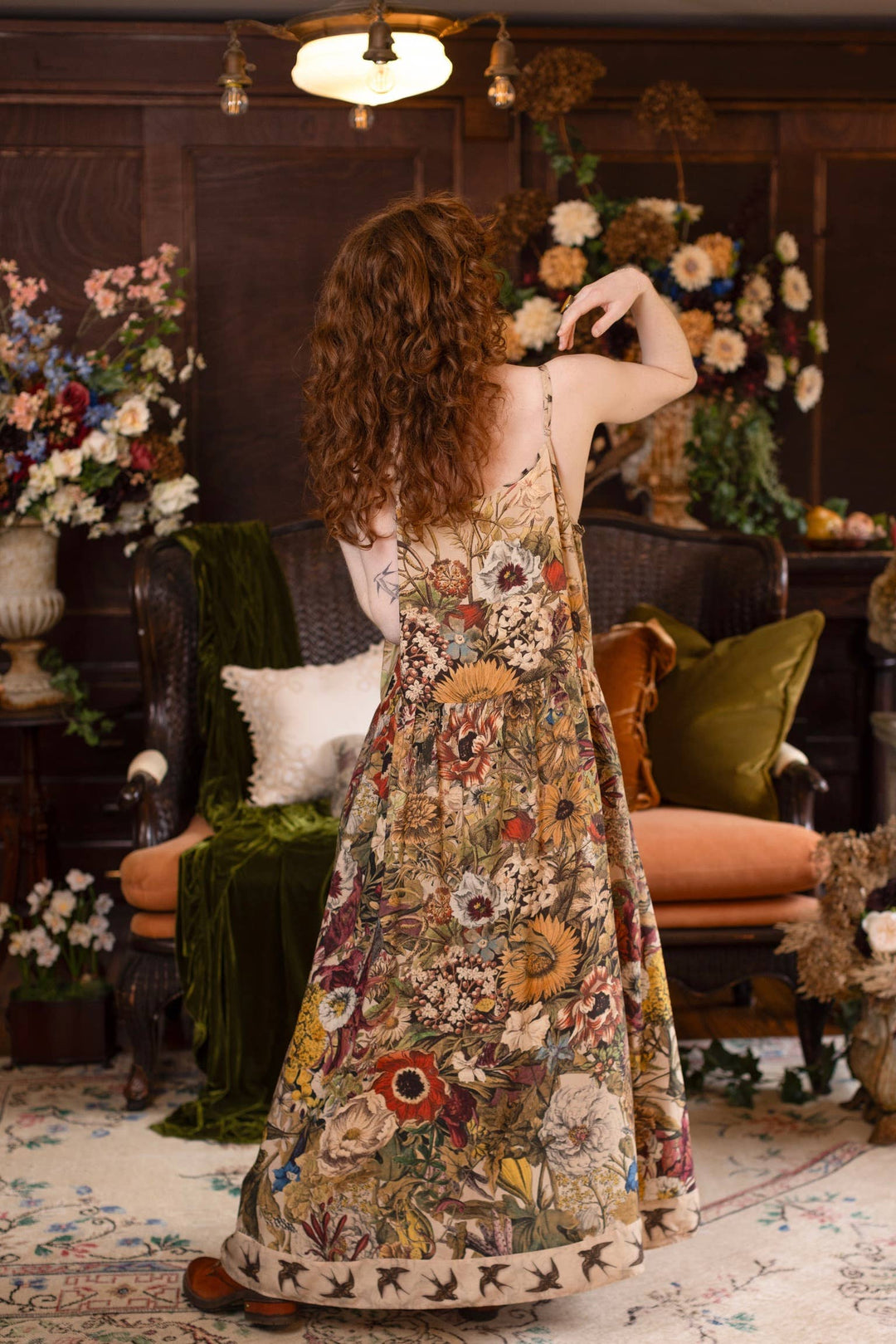 Golden Hour Bohéme Long Maxi Slip Dress w/ Floral Print