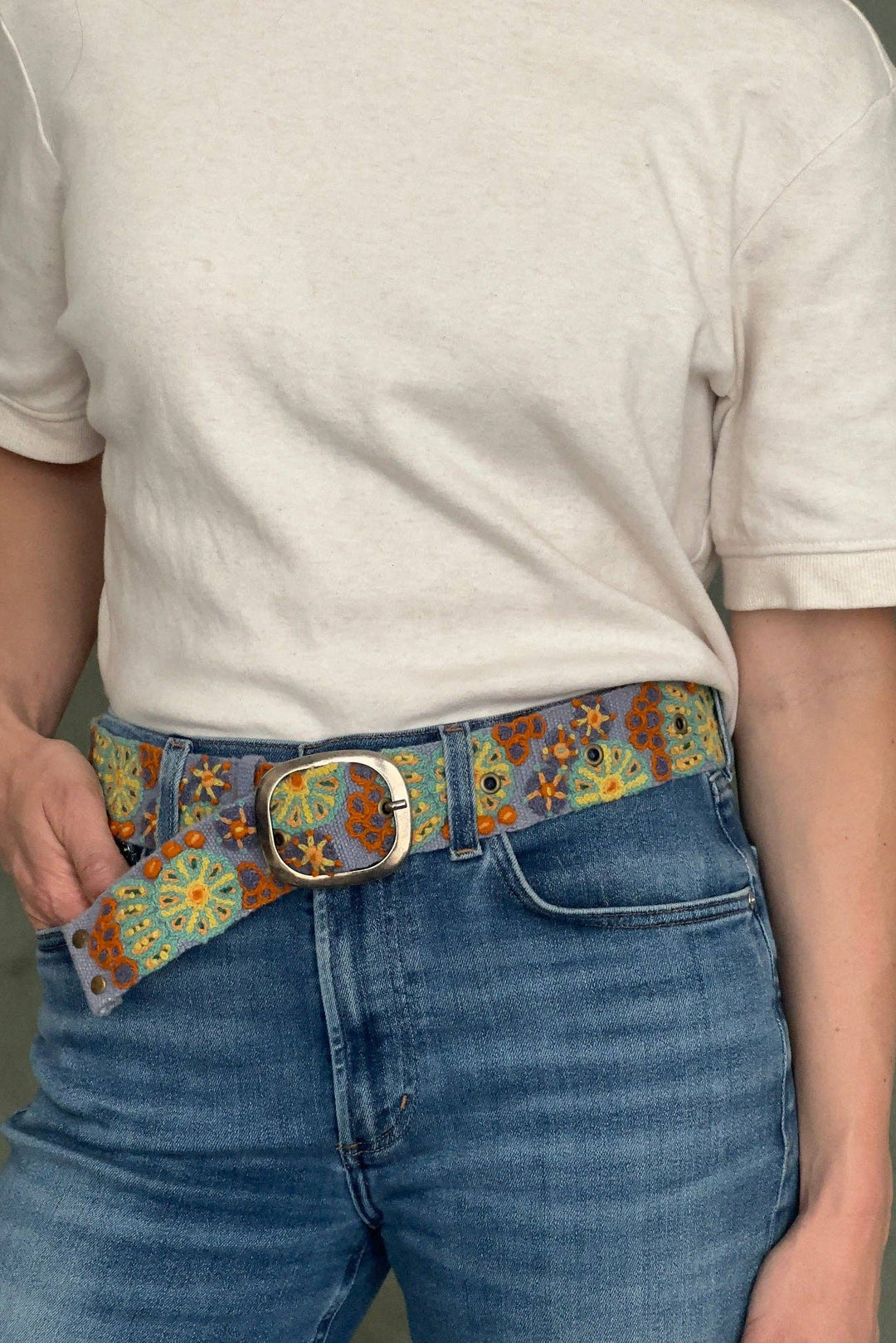 Cool Breeze Embroidered Wool Belt
