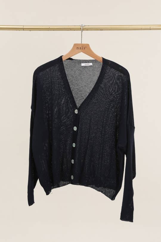 V-neck Buttoned Cardigan in 100% Cotton