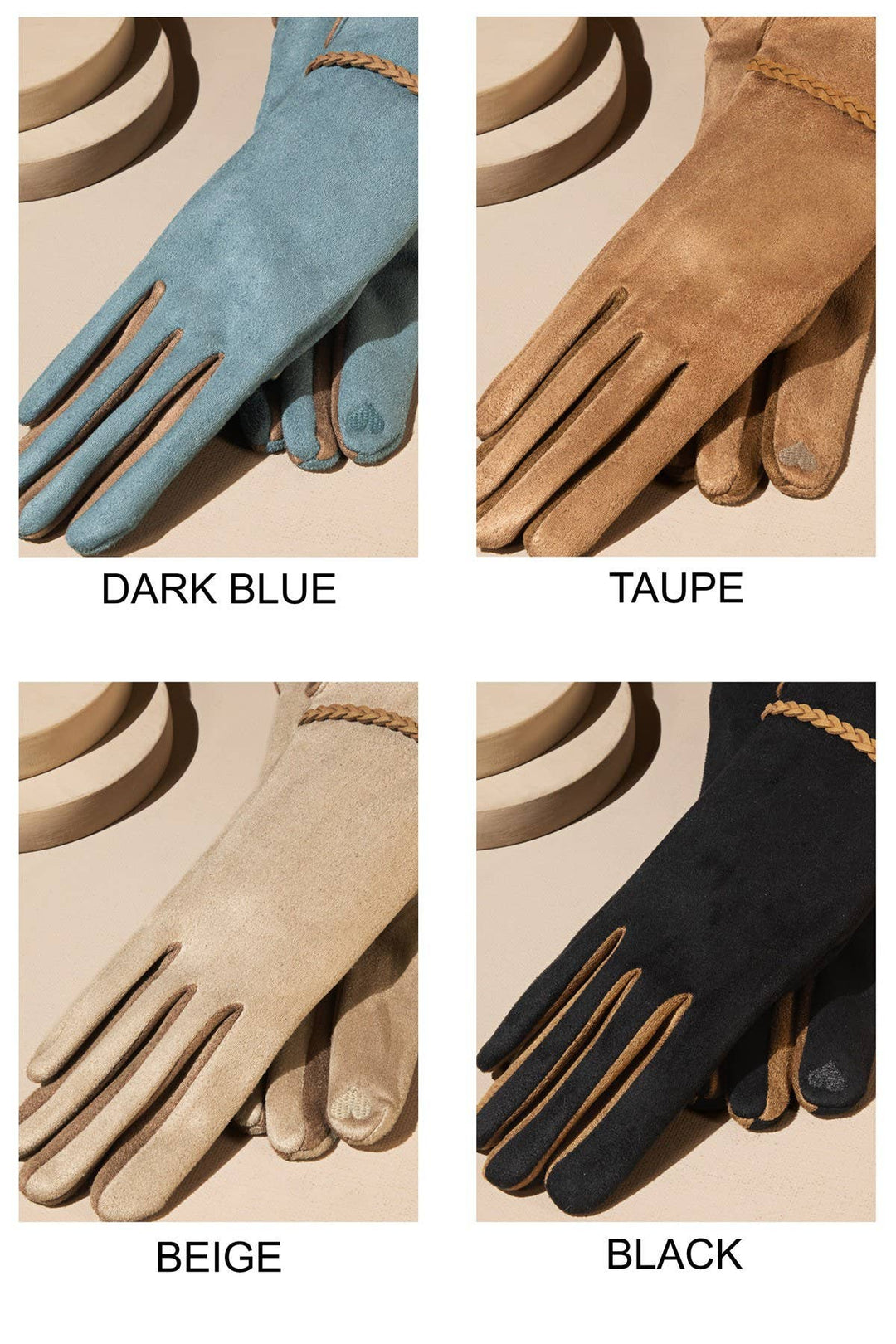 Suede Smart Touch Gloves with Braided Band