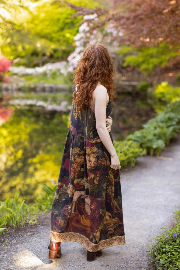 The Messenger Long Maxi Slip Dress w/ Joan of Arc & Florals