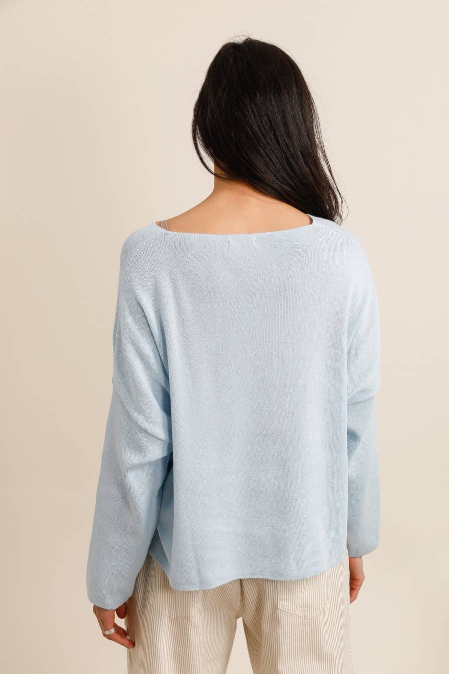 Short V-Neck Cotton Sweater