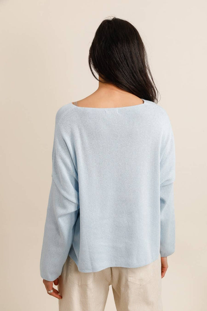 Short V-Neck Cotton Sweater