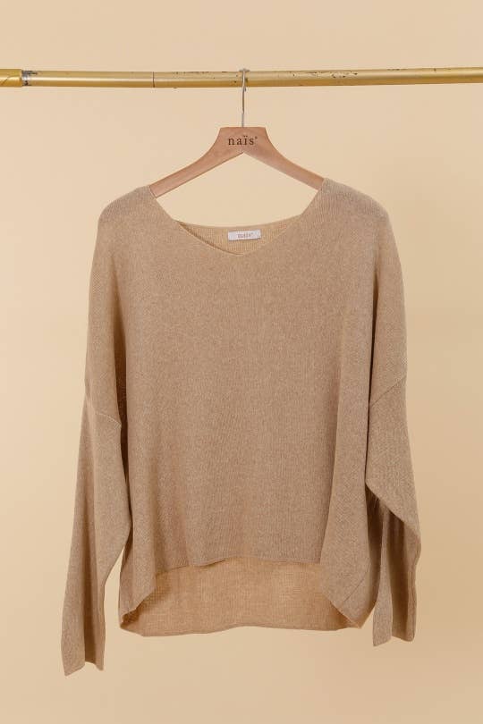 Short V-Neck Cotton Sweater