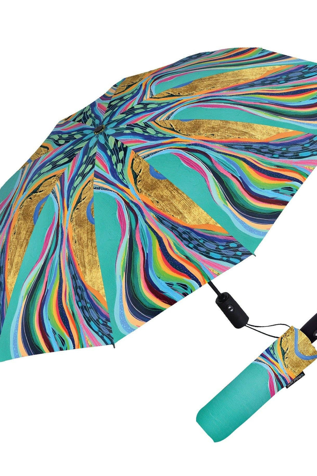 EttaVee "Rainbow Riviera 1" Travel Umbrella – Compact, One-Touch Open & Close