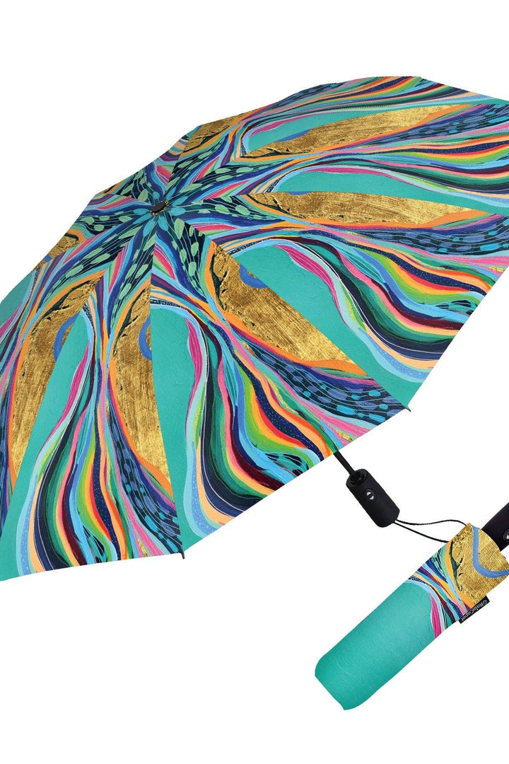EttaVee "Rainbow Riviera 1" Travel Umbrella – Compact, One-Touch Open & Close