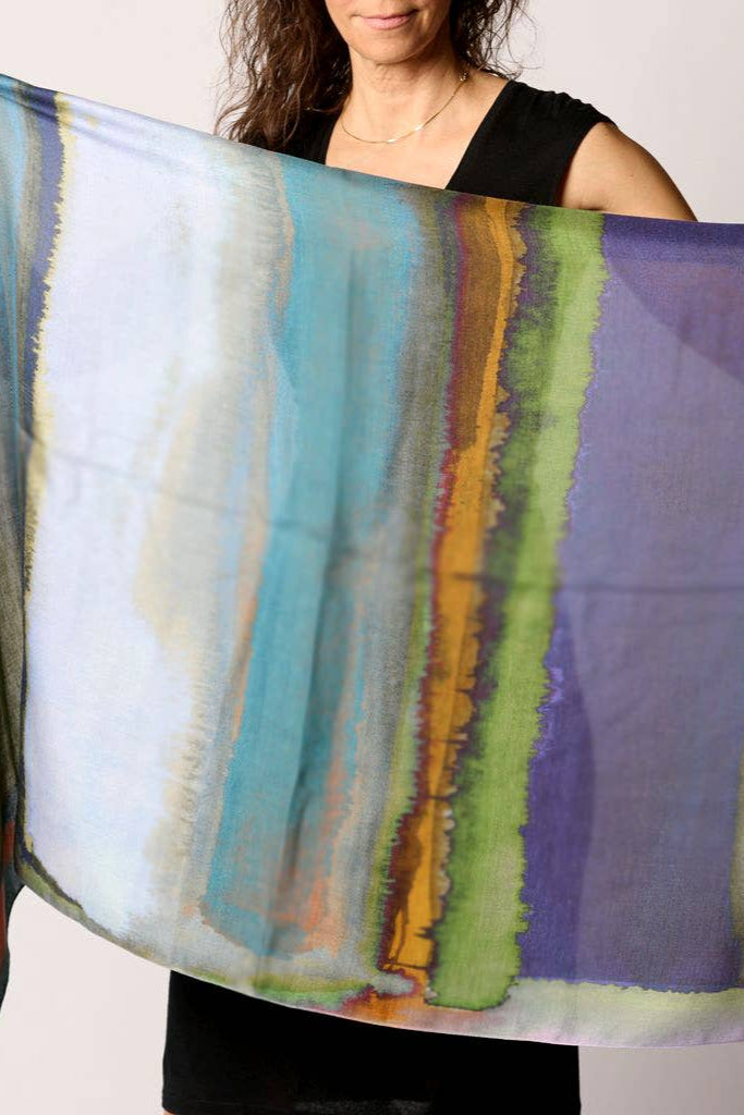 Rothko Style Travel Wrap/Scarf in Silk/Wool Blend