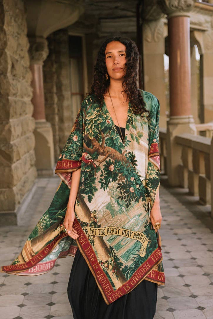 Wildheart Goddess Duster Kimono w/ Florals, Unicorn & Castle