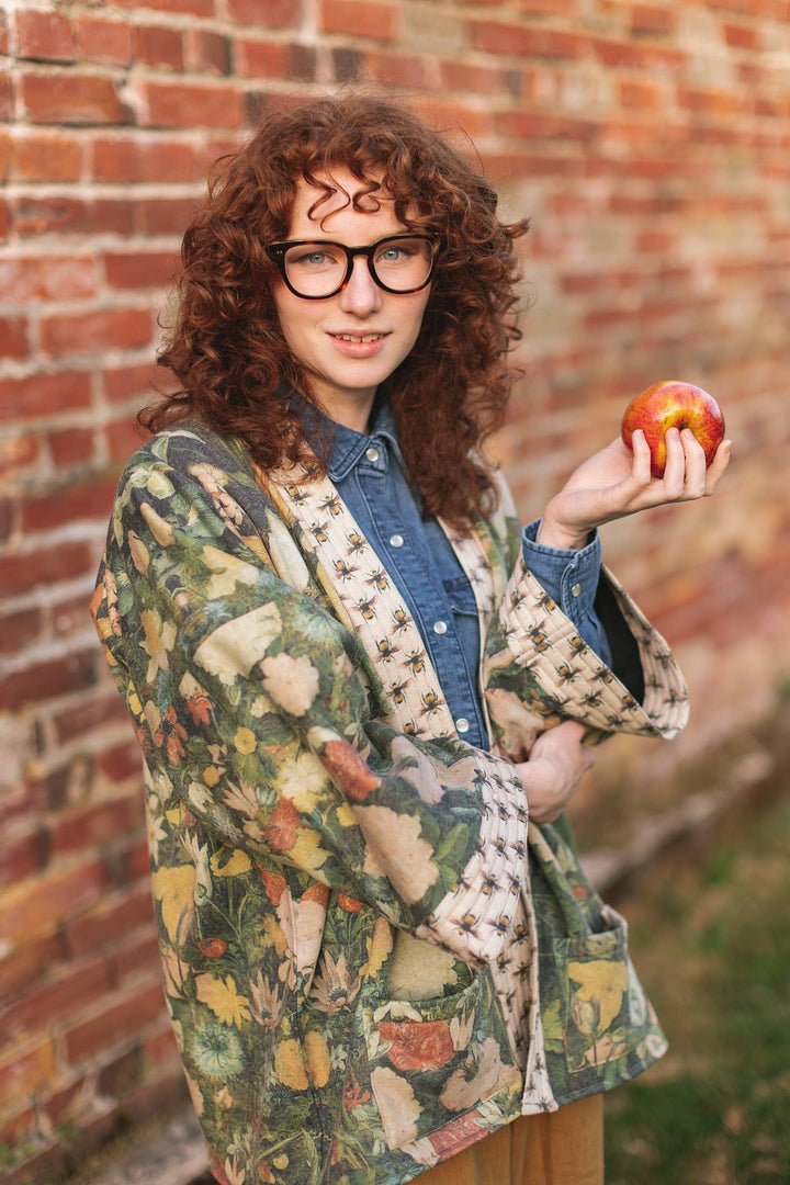 I Dream in Flowers Fleece Cottage Cardigan Kimono Jacket