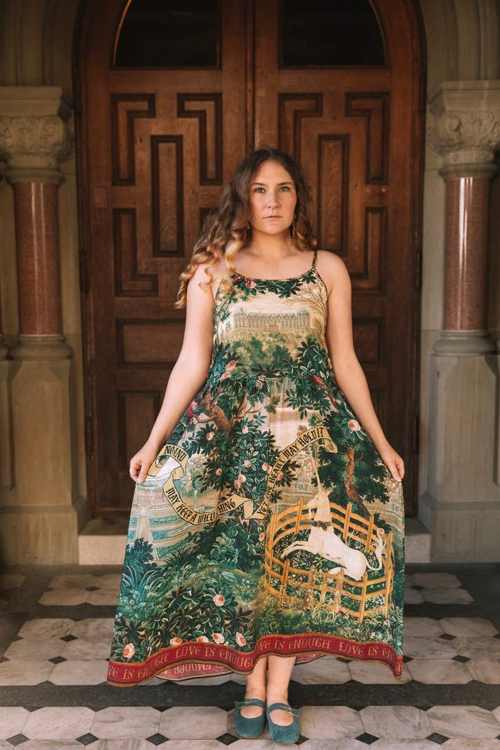 Wildheart Bohéme Long Maxi Slip Dress w/ Unicorn & Castle