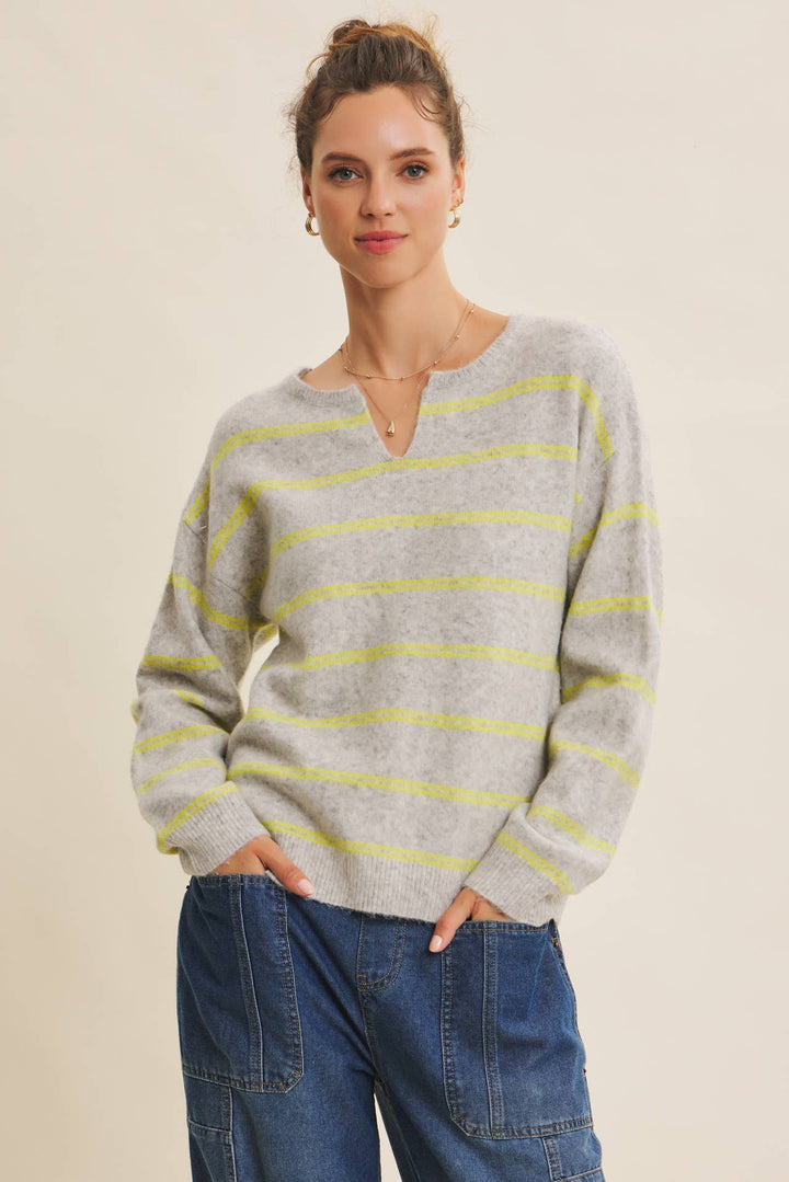 Eco-Conscious Stripe Oversized Easy Favorite Sweater Top