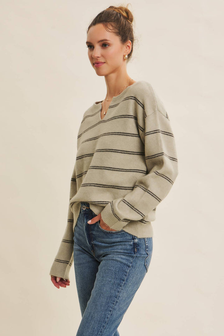 Eco-Conscious Stripe Oversized Easy Favorite Sweater Top