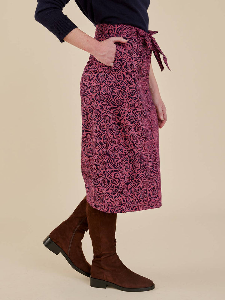 Belinda Button Skirt Soft Fuschia Rays