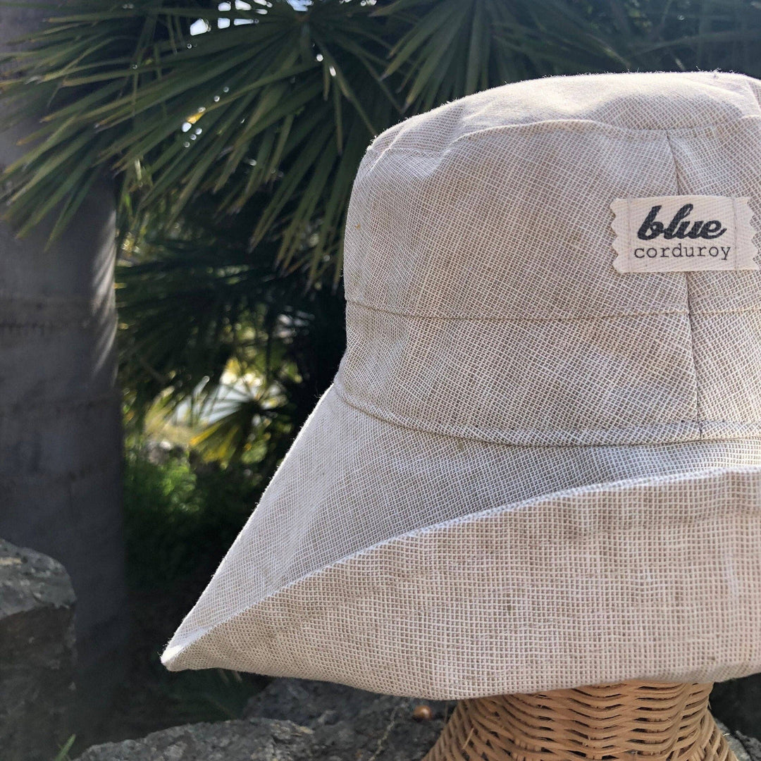Linen Wide Brim Sun Hat - Beige
