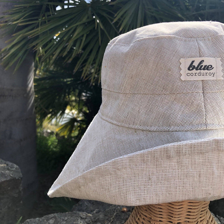 Linen Wide Brim Sun Hat - Beige