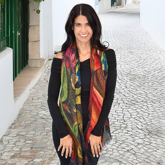 Harvest Abstract Floral Figure Scarf