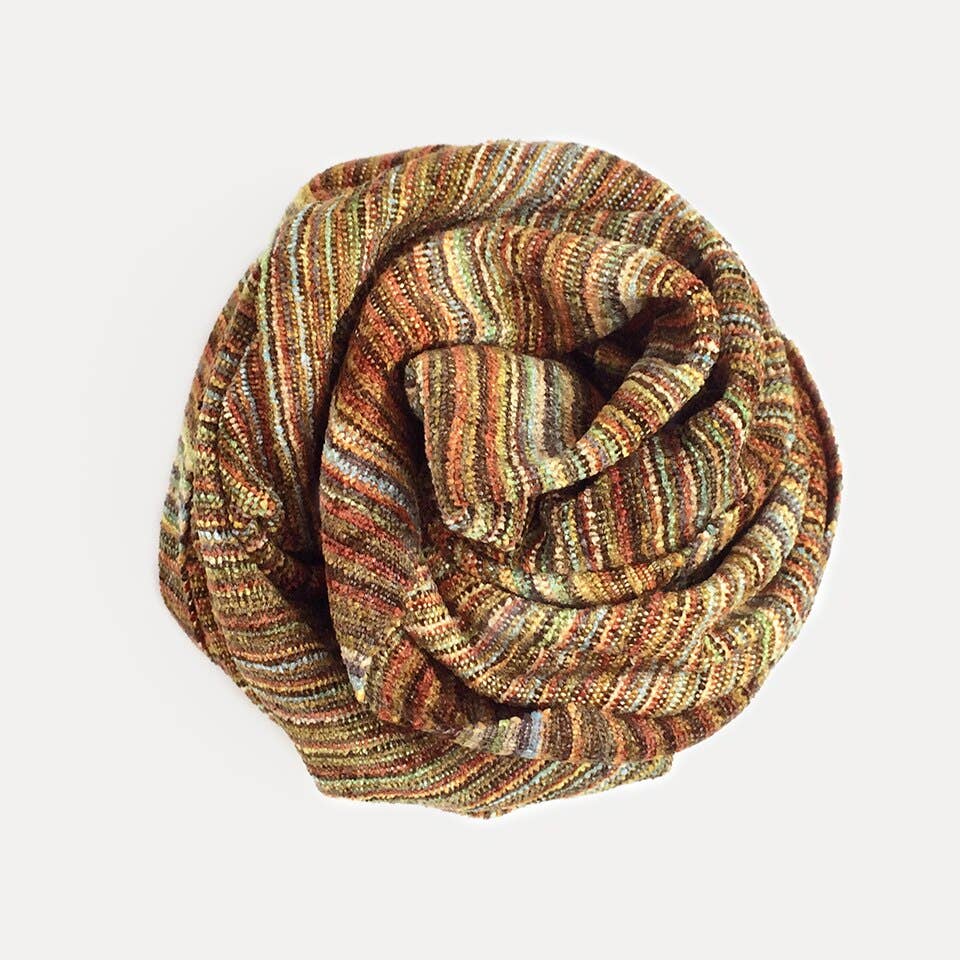 Handwoven Striped Bamboo Chenille Infinity Scarf