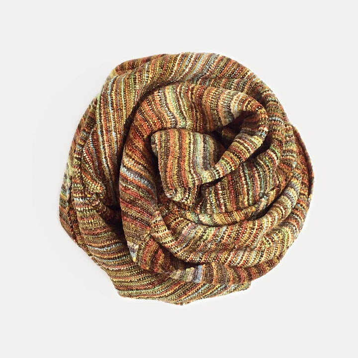 Handwoven Striped Bamboo Chenille Infinity Scarf