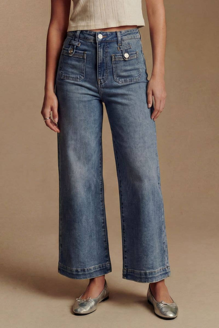 Tummy Control High Rise Crop Palazzo Jeans