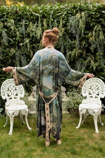 The Mythmaker Opera Duster w/ pastoral landscape & unicorn