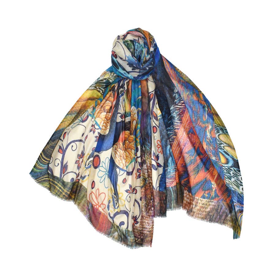 Peacock Colorful Cotton Silk Scarf