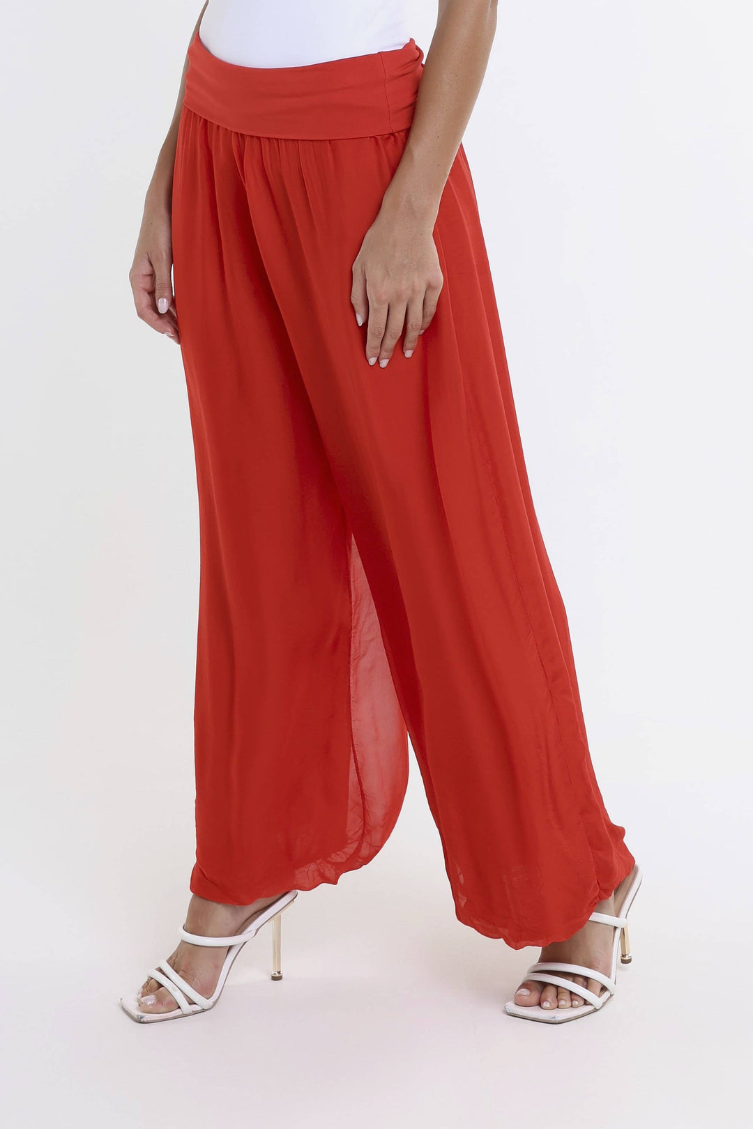Mercedes Foldover Waist Silk Pant
