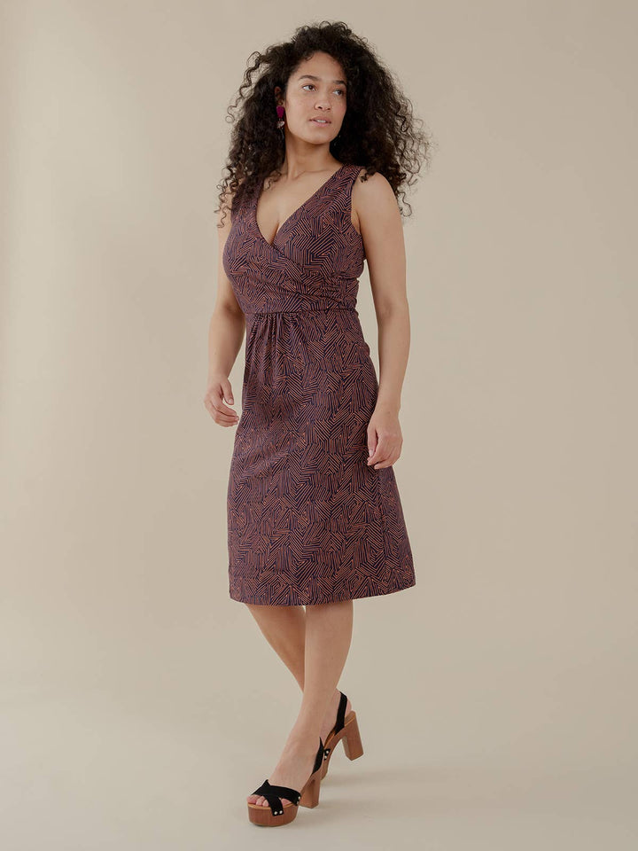 Danica Wrap Dress Tree Rings Blue