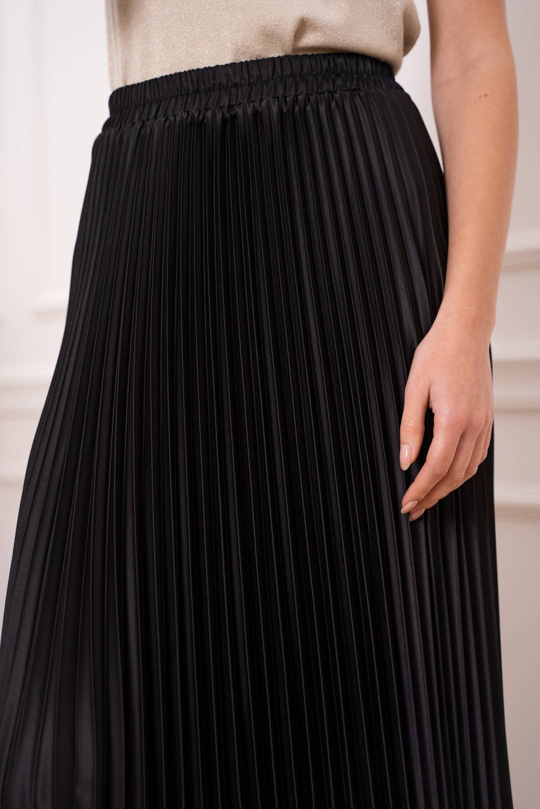 Plain Satin Pleated Skirt