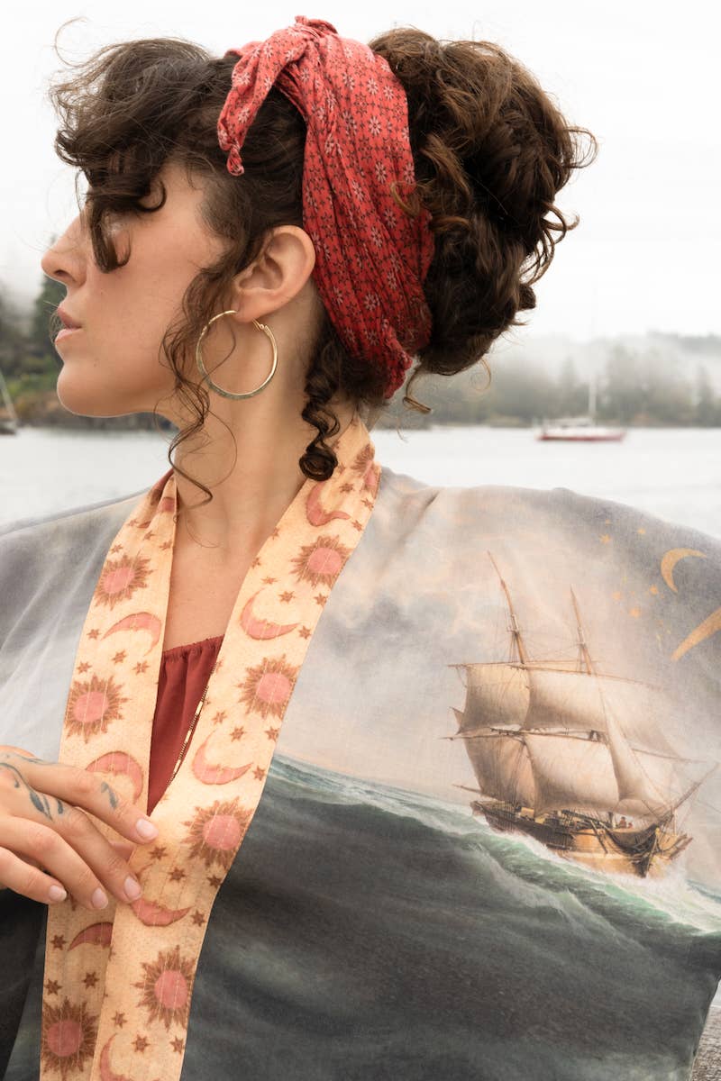 Hold Fast Pixie Duster Cropped Kimono w/ Boat, Rainbow