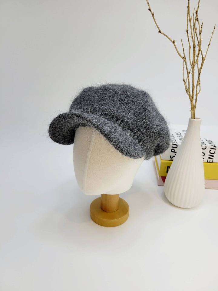 Angora Wool Newsboy Beret with brim