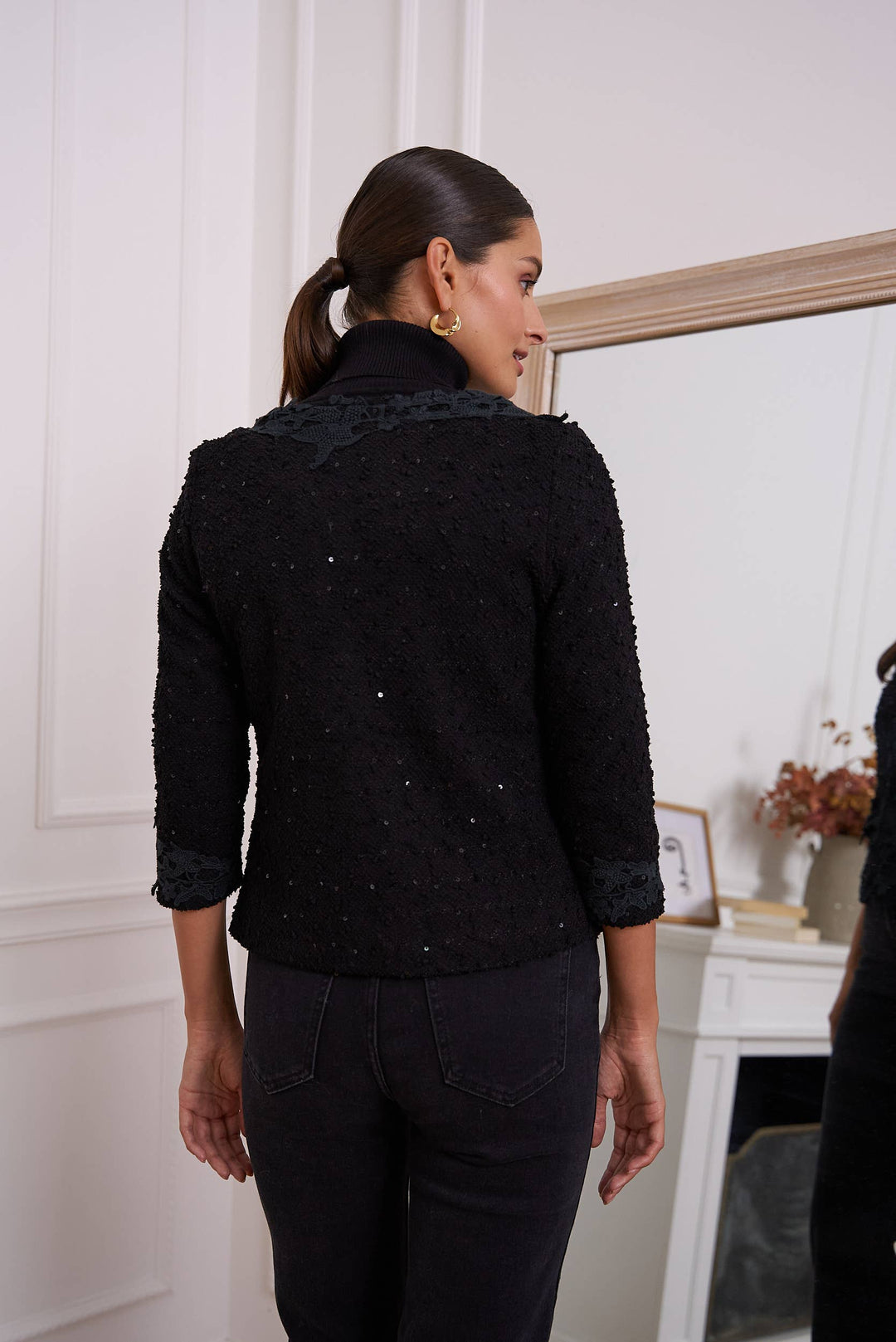 Short Jacket in Tweed and Lace