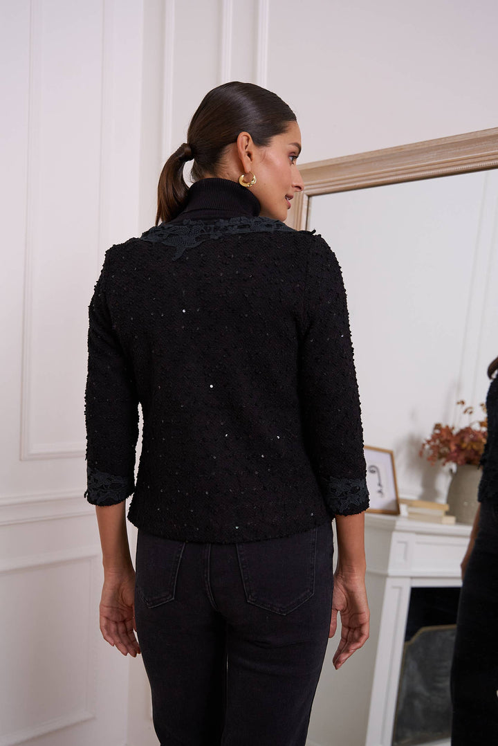 Short Jacket in Tweed and Lace