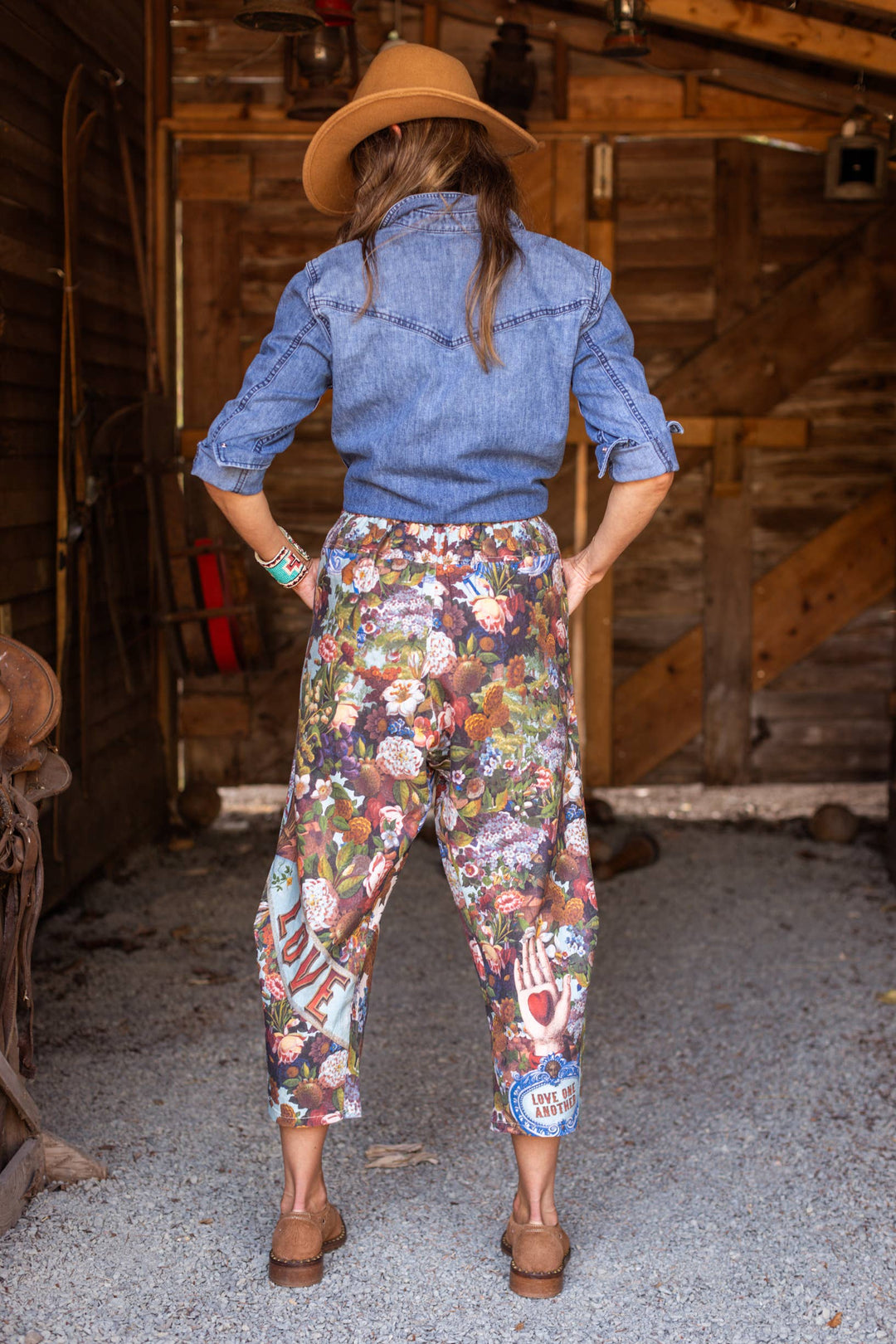 Love Language Boho Linen Floral Cropped Artist Pants