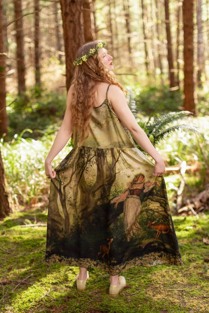 The Dawning Bohéme Long Maxi Slip Dress w/ Ophelia & Fawns
