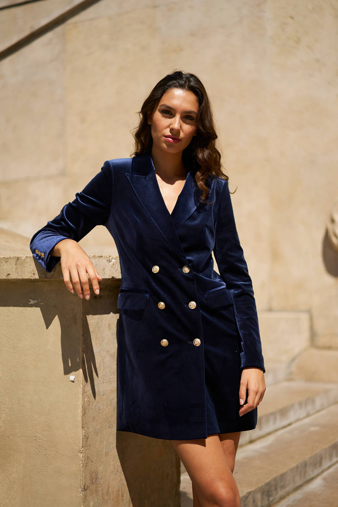 Velvet Dress Jacket with Gold Buttons