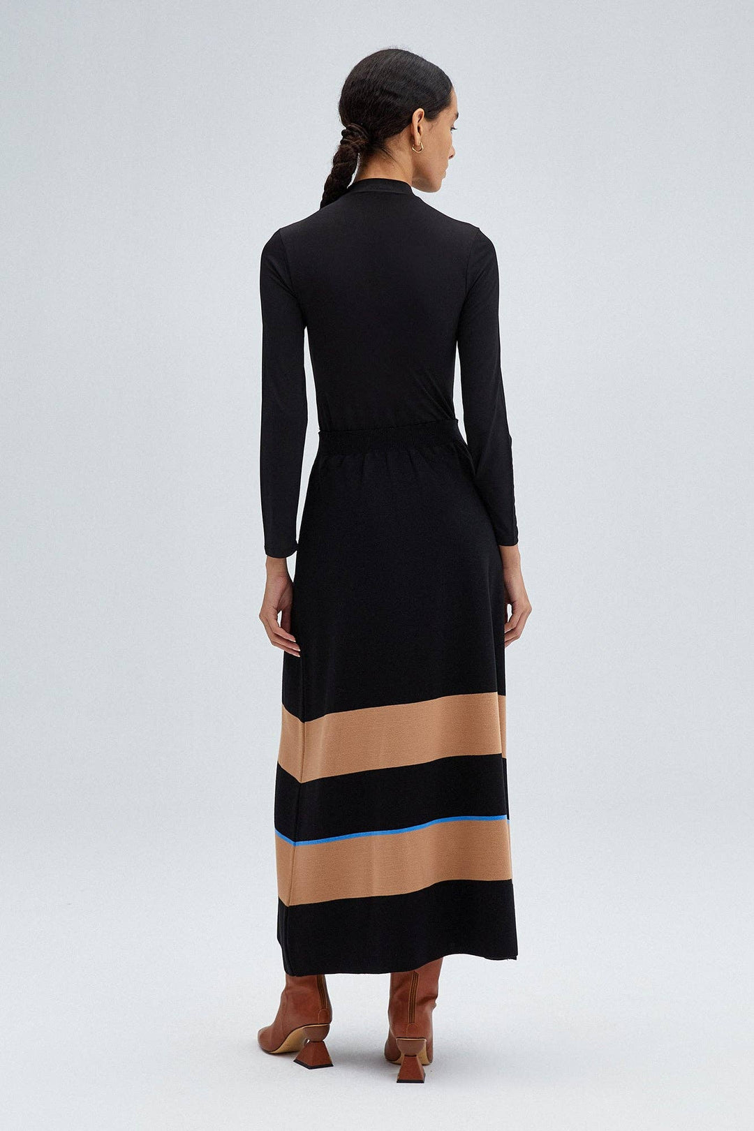 Striped Knitwear Skirt With Elastic Waist