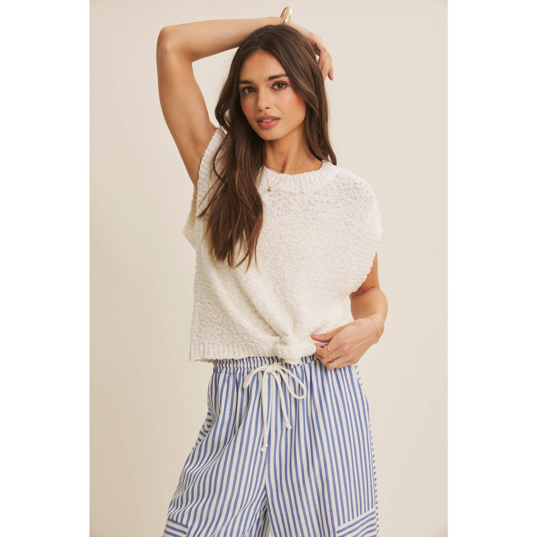 Breathable Comfort Loose Fit Textured Cotton Sweater Top