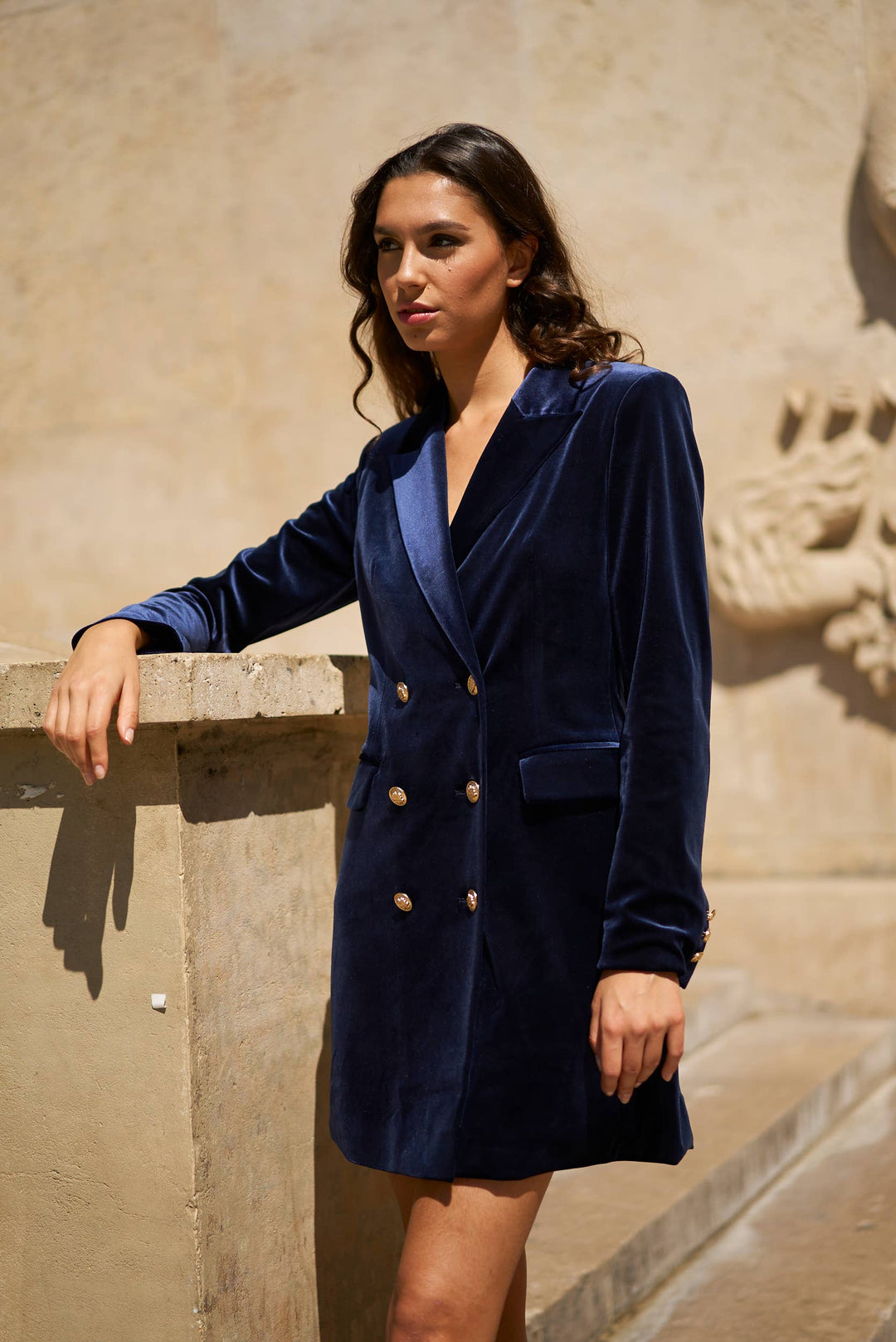 Velvet Dress Jacket with Gold Buttons