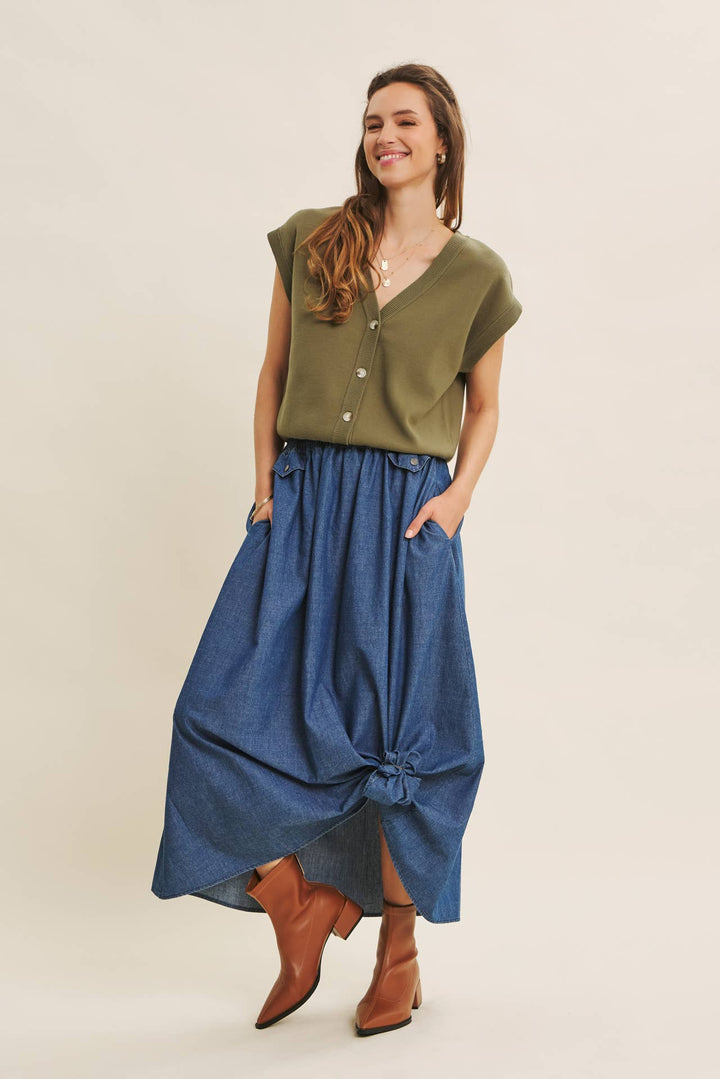 Multi-Way Versatility Soft Cotton Button-Down Sweater Vest