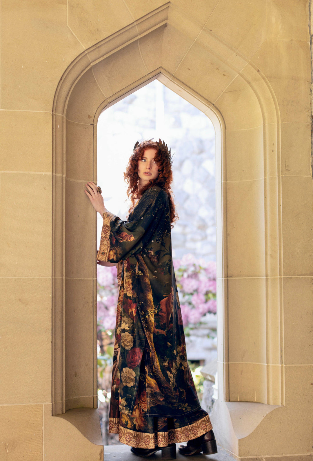 The Messenger Opera Duster Robe w/ Joan of Arc & Florals