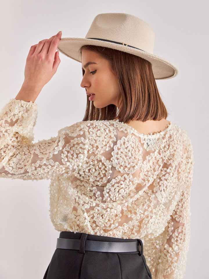 Textured Rosette Blouse