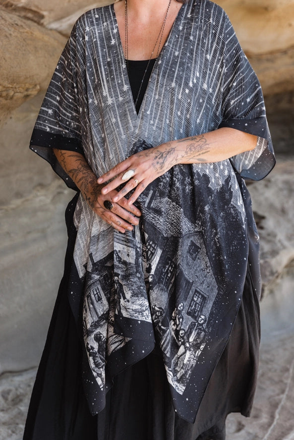 The Stargazer Goddess Duster Kimono w/ Celestial Print